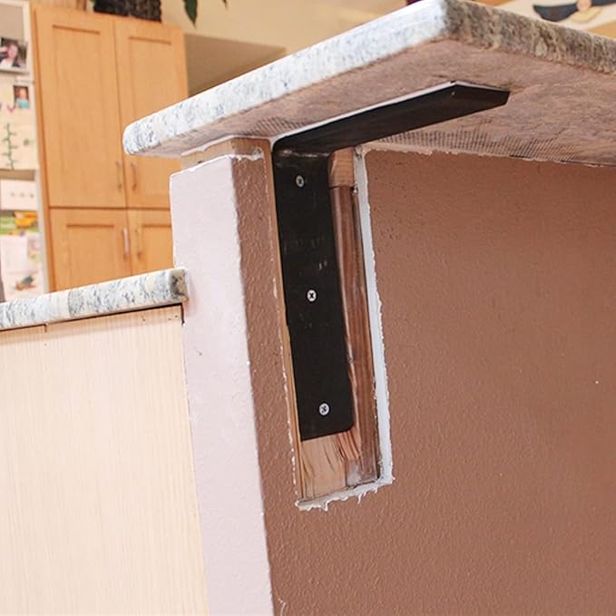 Countertop Support Bracket 3 Pack White 3/8" Thick Heavy Duty Hidden Shelf Bracket 20" x 8" x 2 1/2" Metal Corbels for Quartz/Granite/Wood/Concret/ Laminate Countertops