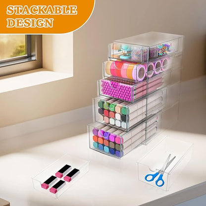 Makeup Organizer, Desk Organizer, Drawer Organizer Makeup Hair Accessories Organizer with 5/6 Sliding Drawers Large Capacity Drawer Storage for Cosmetic Jewelry Pen Stationary (5 layers)