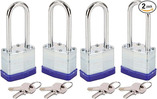 SEPOX® 4PCS Heavy Duty Padlock Keyed Alike, 2-3/8" Extra Long Shackle, 40MM 1-9/16" Laminated Steel Lock Body, Ideal for Gym Locker, Sheds, Gate, Warehouse, Tool Box, Hasp (4 Keys Same) (2Pack of 2)