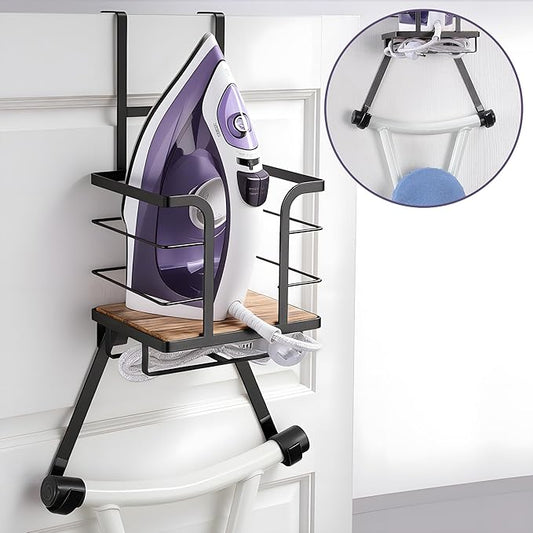 Over the Door Ironing Board Holder - Iron Board Hanger Wall Mount Ironing Board Storage with T/Y Shape Design for Space Saving, No Drilling