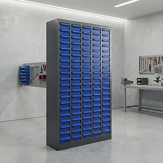 Heavy-Duty 100 Drawer Parts Cabinet, All-in-One Organizer with Acrylic Adjustable Shelves for Nuts, Bolts, Tools - The Ultimate Garage Workshop Storage Solution
