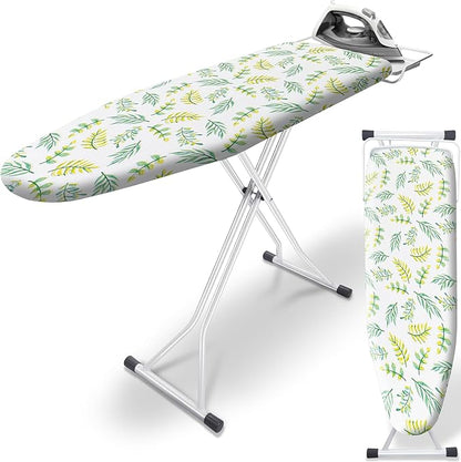 SheeChung Ironing Board 13"x43",Foldable Ironing Boards with Iron Rest,Compact Ironing Board for Small Space,Heat Resistant Cover,7 Adjustable Height,Heavy Duty Sturdy Legs,Yellow Leaf