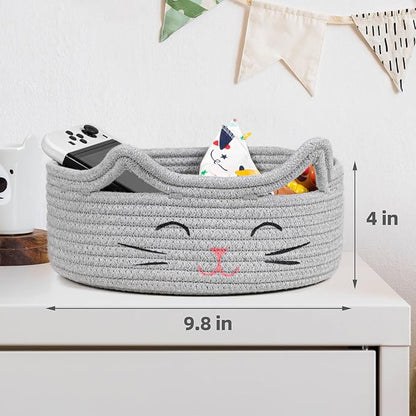 ZLG Small Cat Storage - Cute Rope Basket for Dog Toy, 9.8 x 4 inches