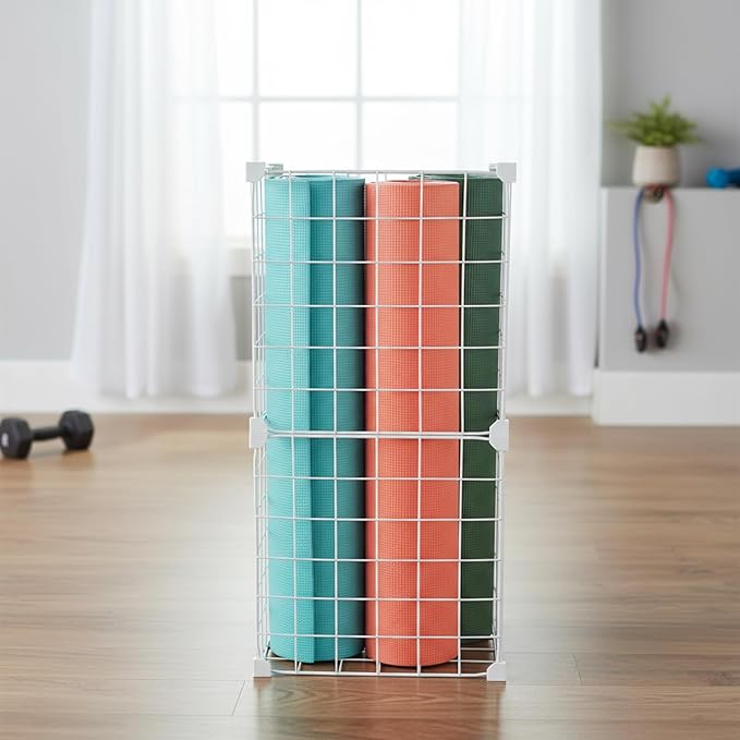 Yoga Mat Storage Racks, Home Gym Storage Rack Yoga Mat Holder,for Foam Roller,Yoga Strap,Thick Yoga Mats and Resistance Bands, Workout Equipment Corner Storage Organizer, 12.6"L*8.7"W*24.4"H