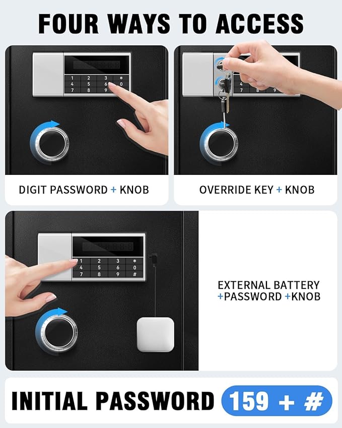 6.0 CuFt Heavy Duty Home Safe Box with Secure Digital Keypad, Key Lock, LCD Screen, Removable Shelf, and Sensor Light for Secure Storage of Documents, Valuables, and Business Use