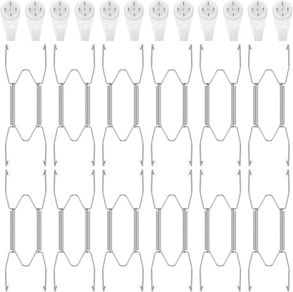Hotop 12 Pieces Plate Hangers for Wall Stainless Steel Wire Invisible Heavy Duty Plate Hangers Display Holders with 12 Pieces Hooks for Wall Decorative(4-5 Inch,Silver)