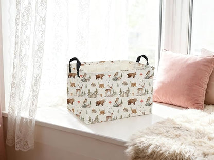 Rectangle Kids Baskets Animal Basket Cute Storage Bin Organizer Box for Room Decor Gift Basket(Woodland animal)