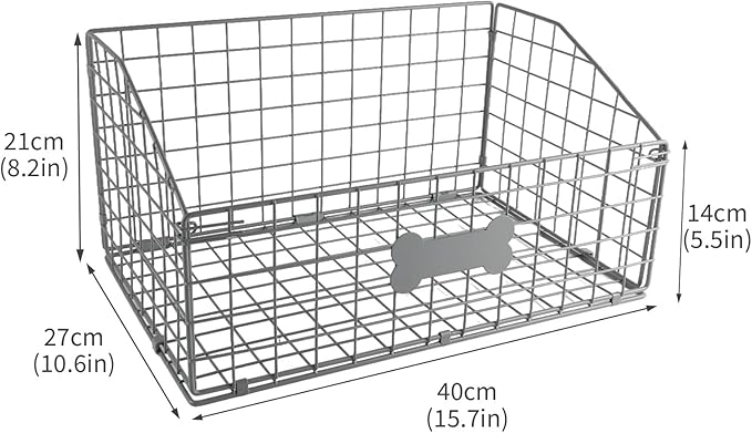 Geyecete Toy box for dogs large Dog Toy organizer Pet wire folding basket dog toy container dog toy box -Can be Personalized-Cat and Puppy-Gray