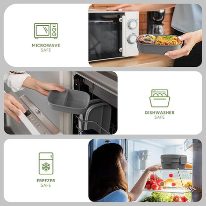 Bento Box Adult Lunch Box,3 Stackable Bento Lunch Containers for Adults/Kids, Modern Minimalist Design Bento Box with Utensil Set, Leak-Proof Lunchbox for Dining Out, Work, Picnic, School