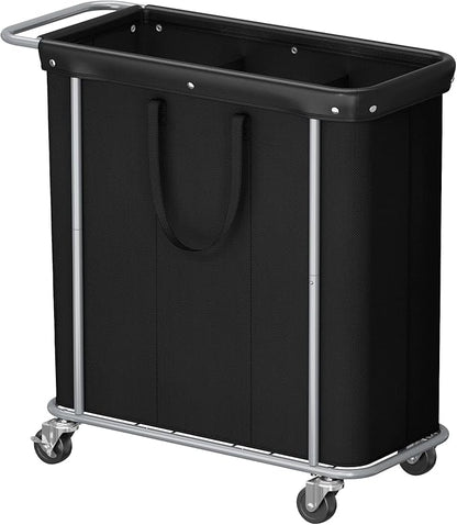 Lifewit 200L Large Laundry Basket with Wheels, Tall 3 Section Laundry Hamper Organizer, Rolling Laundry Cart with Steel Frame & Removable Bag for Luandry Room Bathroom Bedroom, Black