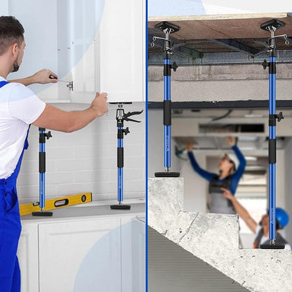 2PK Support Pole,Steel Telescopic Quick Adjustable 3rd Hand Support System, Support Rod, Supports up to 154 lbs Construction Rods for Cabinet Jacks Cargo Bars Drywalls Extends from 50 Inch to 118 Inch
