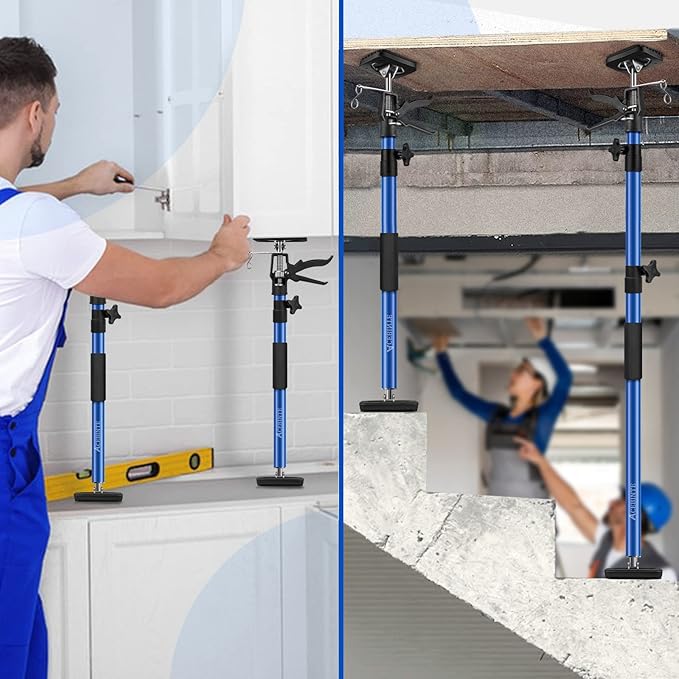 4PK Support Pole,Steel Telescopic Quick Adjustable 3rd Hand Support System, Support Rod, Supports up to 154 lbs Construction Rods for Cabinet Jacks Cargo Bars Drywalls Extends from 50 Inch to 118 Inch