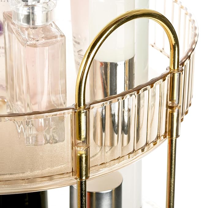 360 Rotating Makeup Organizer, 3 Tiers Plastic Bathroom Spinning Holder Rack, Round Lazy Susan Organizer, Large Capacity Countertop Shelf for Cosmetics, Perfume, Skincare, Spice, Toiletries
