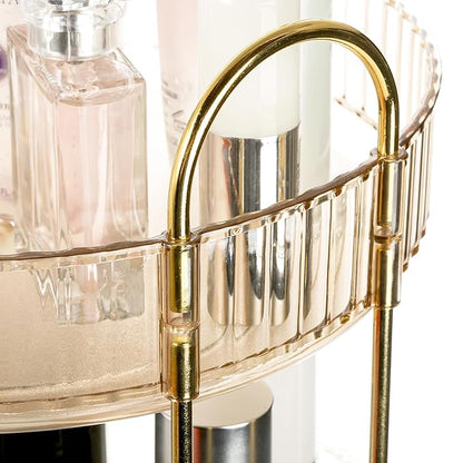 360 Rotating Makeup Organizer, 3 Tiers Plastic Bathroom Spinning Holder Rack, Round Lazy Susan Organizer, Large Capacity Countertop Shelf for Cosmetics, Perfume, Skincare, Spice, Toiletries