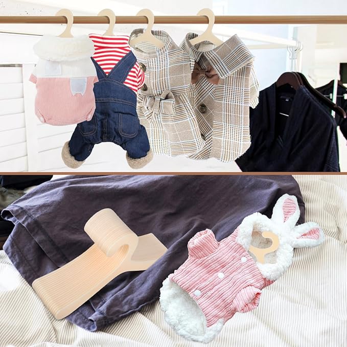Pet Clothes Hangers - 40 Mini Plastic Dog and Cat Clothes Racks for Small Pet Apparel Storage and Drying Non-Slip Lightweight Hangers for Organizing Clothing