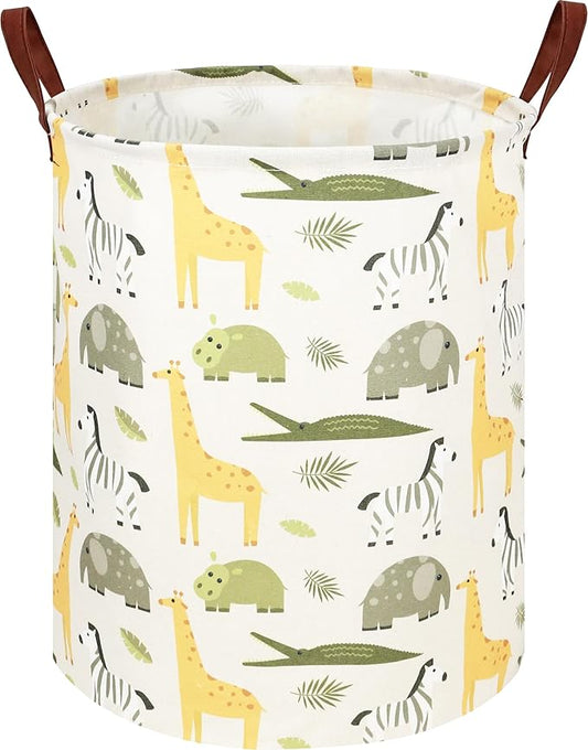 Kids Laundry Hamper,Green Laundry Basket,Baby Nursery Hamper,Waterproof Storage Bin,Clothes Organizer Basket,Room Decor(Green Animal)