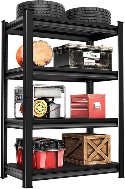 36''W Garage Shelves Heavy Duty - 1,480Lbs Steel Metal Adjustable Utility Storage Shelving Rack Units 36" W x 16" D x 66" H 4 Tier Black