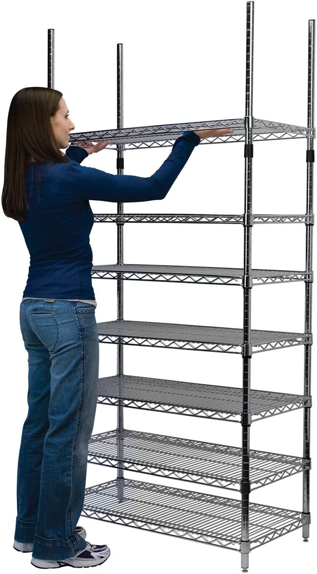 Akro-Mils AWP74UPRIGHT 74-Inch NSF Certified Industrial Grade Chrome Wire Shelf System Upright Leg Post Poles, (4 Pack), Silver