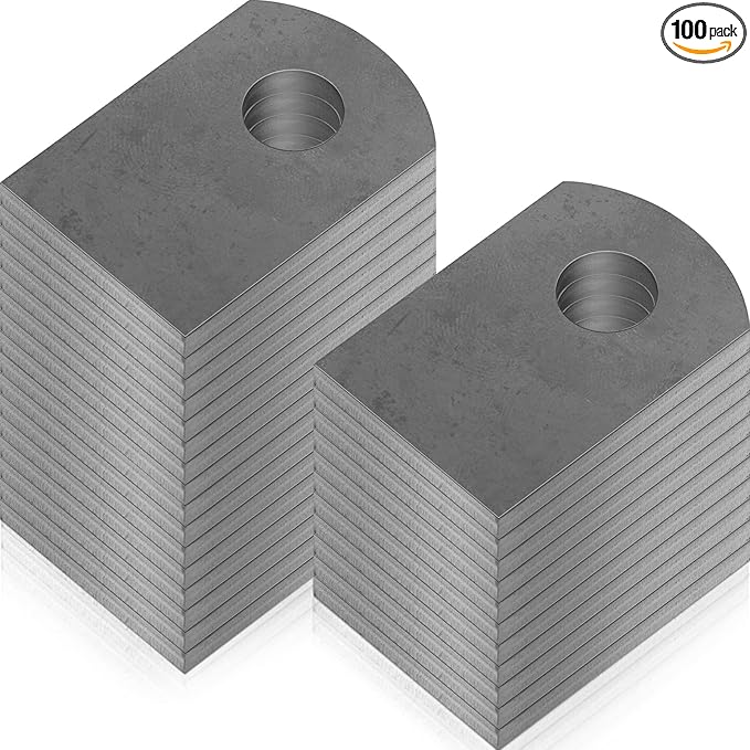 Dunzy 100 Pcs Steel Weld Tabs 1" W, 1 1/2" H, 3/8" Hole, 1/8" Universal Shock Mount Thick Flat Tab Brackets Gussets Weld on Light Tabs Mild Steel for Easy Welding