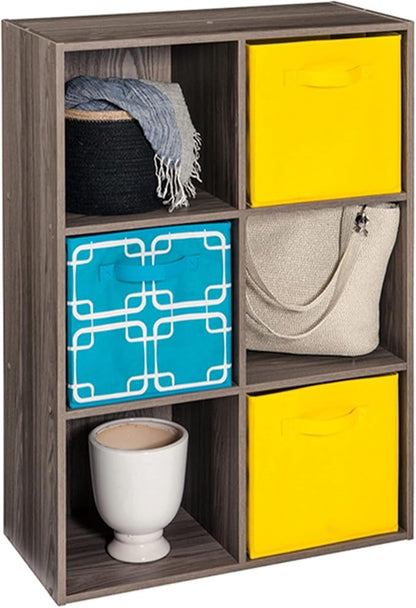 ClosetMaid Cubeicals 6 Cube Storage Shelf Organizer Bookshelf - Vertical & Horizontal Options, Easy Assembly - Natural Gray Wood Finish