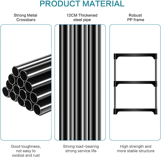 Stackable Small Shoe Rack for Closet 3 Tier, Sturdy Shoe Rack Organizer for Front Door Entrance and Entryway, Free Standing Metal Shoe Shelf Storage for Closet Bedroom Garage Black