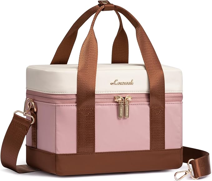 LOVEVOOK Insulated Lunch Bag for Women - Cute Lunch Box Cooler for Work, Picnic, and Beach, Pink