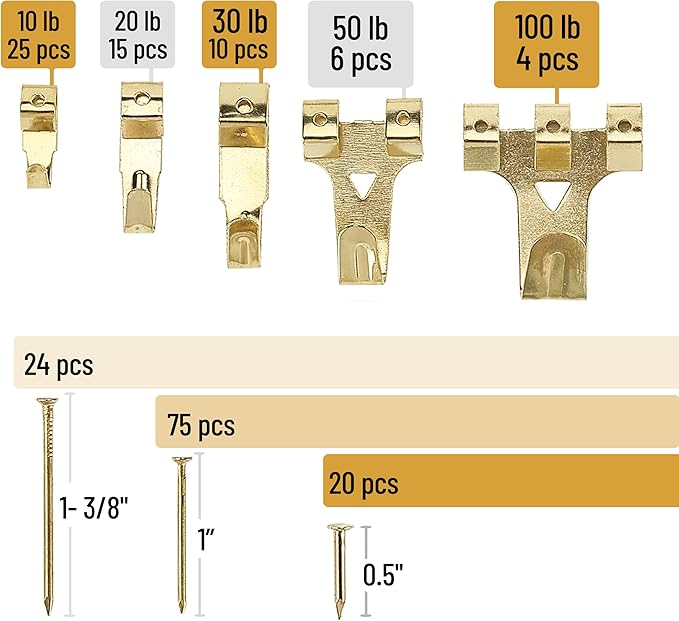Mr. Pen- Picture Hanging Kit, 220pc, Picture Hangers, Nails for Hanging Pictures, Wall Hangers, Picture Hanging, Picture Hanging Hooks, Frame Hanging Hardware, Picture Hooks, Wall Hanging Kit