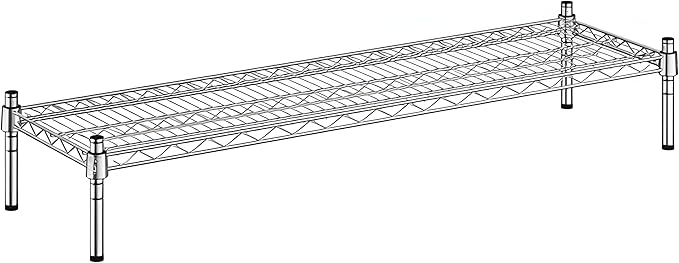 14" x 48" x 8" Chrome Wire Storage Shelf, Dunnage Rack, Commercial 1 Tier Small Shelf