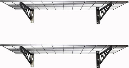 MonsterRax | Garage Wall Shelf Two-Pack White or Hammertone | Three Size Options | Includes Bike Hooks | 500lb Weight Capacity (Hammertone, 18"x36")