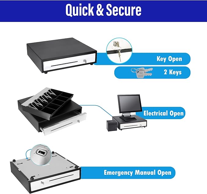 SAM4s 16" "Stainless Steel" Front Heavy Duty Black POS Cash Drawer with 5Bill/5Coin