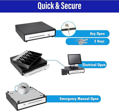 SAM4s 16" "Stainless Steel" Front Heavy Duty Black POS Cash Drawer with 5Bill/5Coin