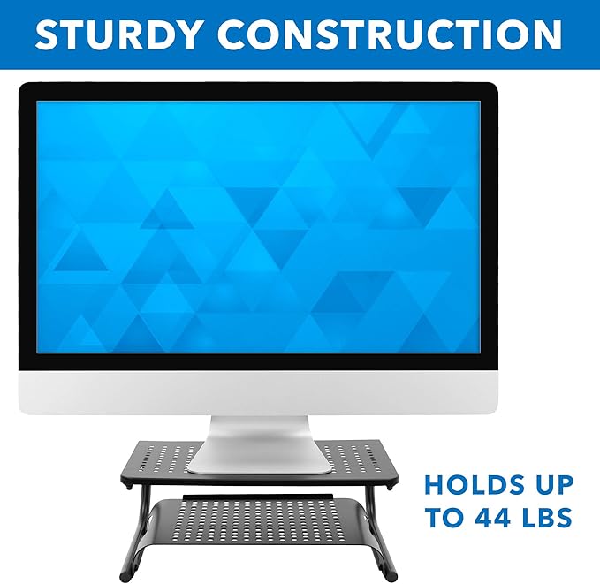 Mount-It! 2 Tier Desk Organizer Riser | Computer Monitor Stand with Keyboard Storage Shelf for Desktops, Laptops, Printers, Home Office Space Saver (2 Shelves)