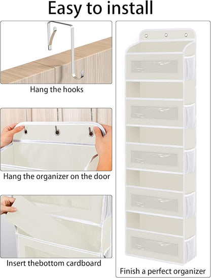 Over The Door Organizer, 5 Shelves Closet Door Hanging Organizer with 10 Mesh Pockets, Nursery Closet Organizer, Baby Essentials, Dorm Room Essentials for Girls