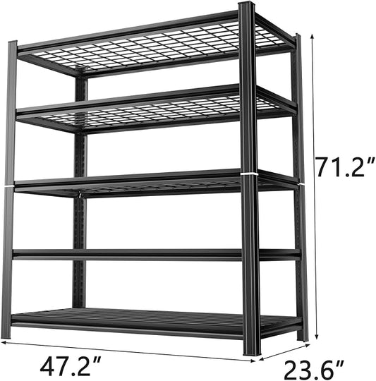 Metal Wire Garage Shelving Unit, Heavy Duty Adjustable Storage Shelves, Steel Shelving, 3000 lbs Capacity, Industrial Shelves for Heavy Tools and Equipment, 5Tier-47.2" Wx 23.6" Dx 71.2" H
