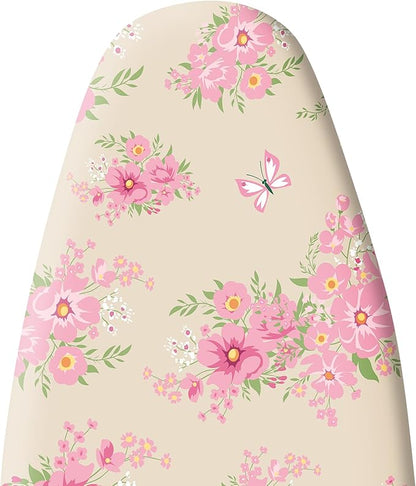 Extra Thick Ironing Board Cover and Pad, 15x54 Ironing Board Cover, Resist Scorching and Staining,Elastic Edges,Floral Spring Pink