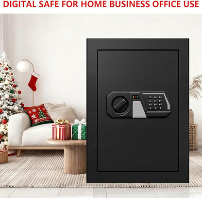 3.4 Cub Large Safes for Home Use, Digital Home Safe Box Fireproof Waterproof with Programmable Keypad, Spare Keys and Removable Shelf, Anti-Theft Fire Proof Document Box Money Safe for Valuables