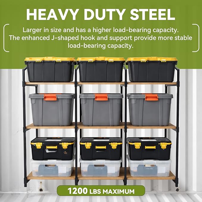 4 Pack Shipping Container Shelf Brackets, Upgraded Adjustable 3 Tier Shipping Container Shelving, 64" x 21", Heavy Duty High Load Capacity for Storage Optimization, Garage, Warehouse, Industrial Use