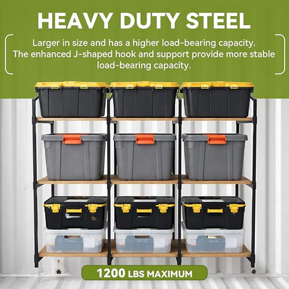 4 Pack Shipping Container Shelf Brackets, Upgraded Adjustable 3 Tier Shipping Container Shelving, 64" x 21", Heavy Duty High Load Capacity for Storage Optimization, Garage, Warehouse, Industrial Use