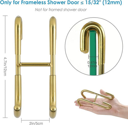 Simtive Shower Door Hooks (3-Pack), Towel Hooks for Bathroom Frameless Glass Door, Shower Squeegee Hooks, Gold