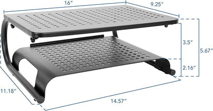 Mount-It! 2 Tier Desk Organizer Riser | Computer Monitor Stand with Keyboard Storage Shelf for Desktops, Laptops, Printers, Home Office Space Saver (2 Shelves)