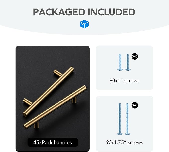 Champagne Bronze Cabinet Handles 4 Inch Hole Center Stainless Steel Drawer Pulls for Cabinets, Dresser, Bathroom 45 Pack