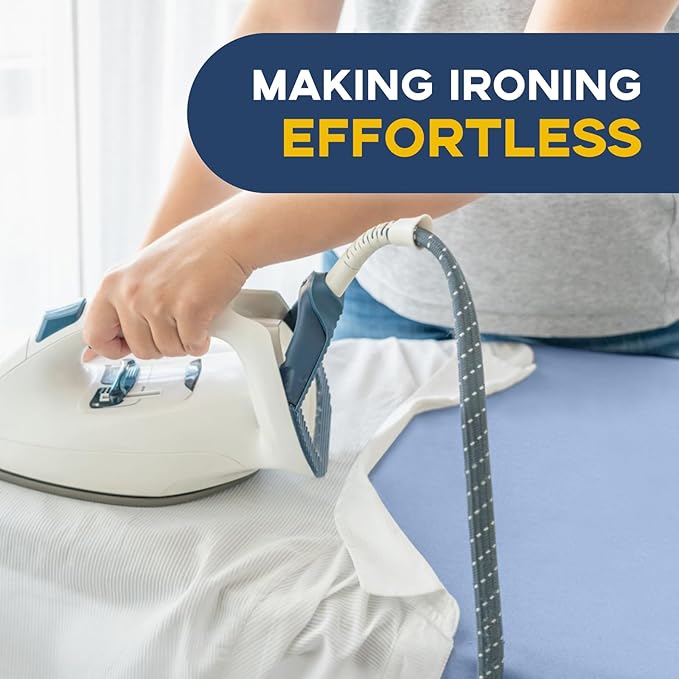 Ironing Board, 43x13 Full Size Iron Board with Iron Rest, Heavy Duty Compact Ironing Board with Thick Cover and Pad, Height Adjustable Sturdy Iron Stand, Blue