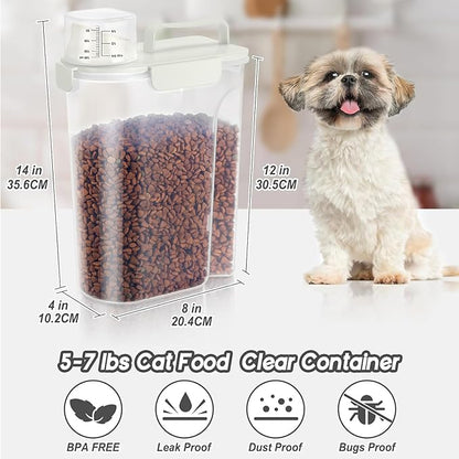 5Lbs Airtight Cat Dog Food Storage Container with Upgraded Large Nozzle BPA-Free, Pet Food Storage Containers for Rice, Grain, Pet Food, Flour, Dog Treat Storage (White & Black, 5L-2pack)
