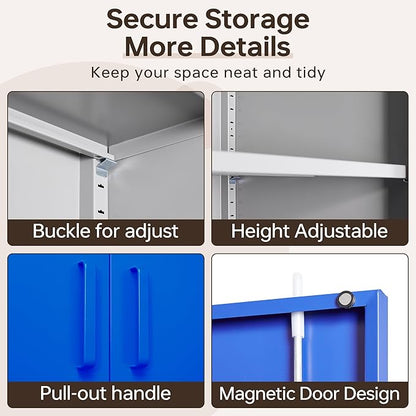 Metal Storage Cabinet with Lock, 71" Black Garage Cabinets with 2 Doors and 4 Adjustable Shelves, Steel Locking Caninet Tall Tool Storage Cabnet, Lockable File Caninets for Home Office, Pantry