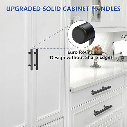 50Pack Matte Black Cabinet Handles, 3''Hole Centers Kitchen Drawer Pulls, Stainless Steel Dresser Hardware for Kitchen Bathroom Bedroom - 5''Overall Length