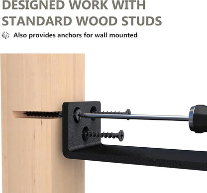 12-Pack 8 Inch Floating Shelf Brackets, Heavy Duty Hidden Shelves Bracket for Kitchen, Nursery, Black Powder Coated Steel