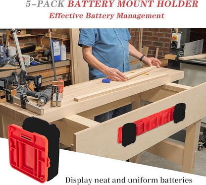 Battery Mount Holder Compatible for Craftsman 20V Batteries, Wall Mounts Hanger Fit for CMCB204 CMCB202 CMCB201, Organize Garage/Workshop/Work Truck(5 Pack, w/10 Screws, No Battery)