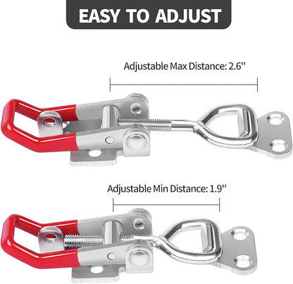 8Pack Heavy Duty Toggle Latch Clamp 4002, Adjustable Toggle Clamp Latch With Lock Hole, 550Lbs Holding Capacity Pull Latch for Smoker Lid Jig, Tool Box Case (with 40PCS Screws)