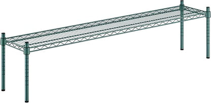 12" x 60" x 14" Green Epoxy Wire Storage Shelf, Dunnage Rack, Commercial 1 Tier Small Shelf