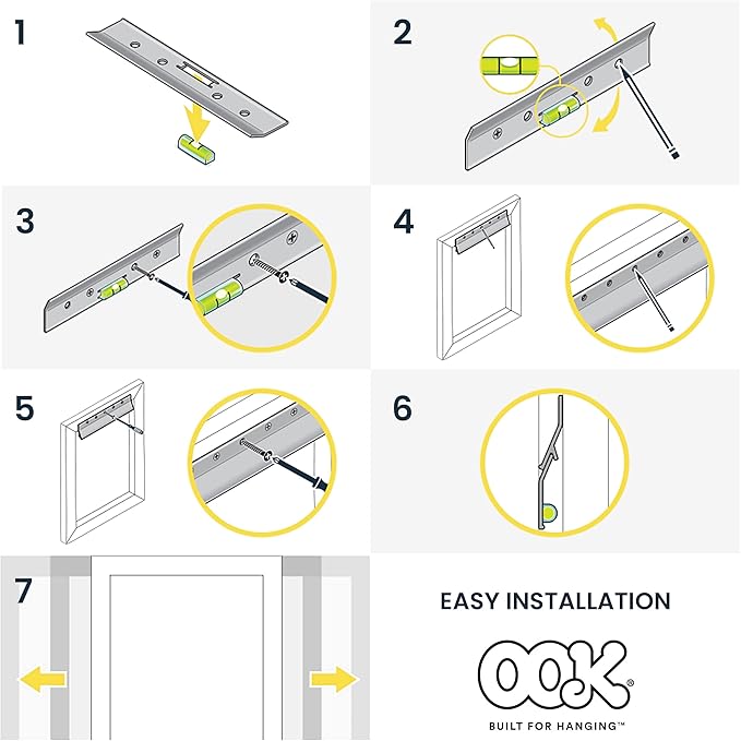 OOK 533212 French Cleat Mirror and Picture Hangers with Hardware, 200lb, Aluminum (13 Piece)